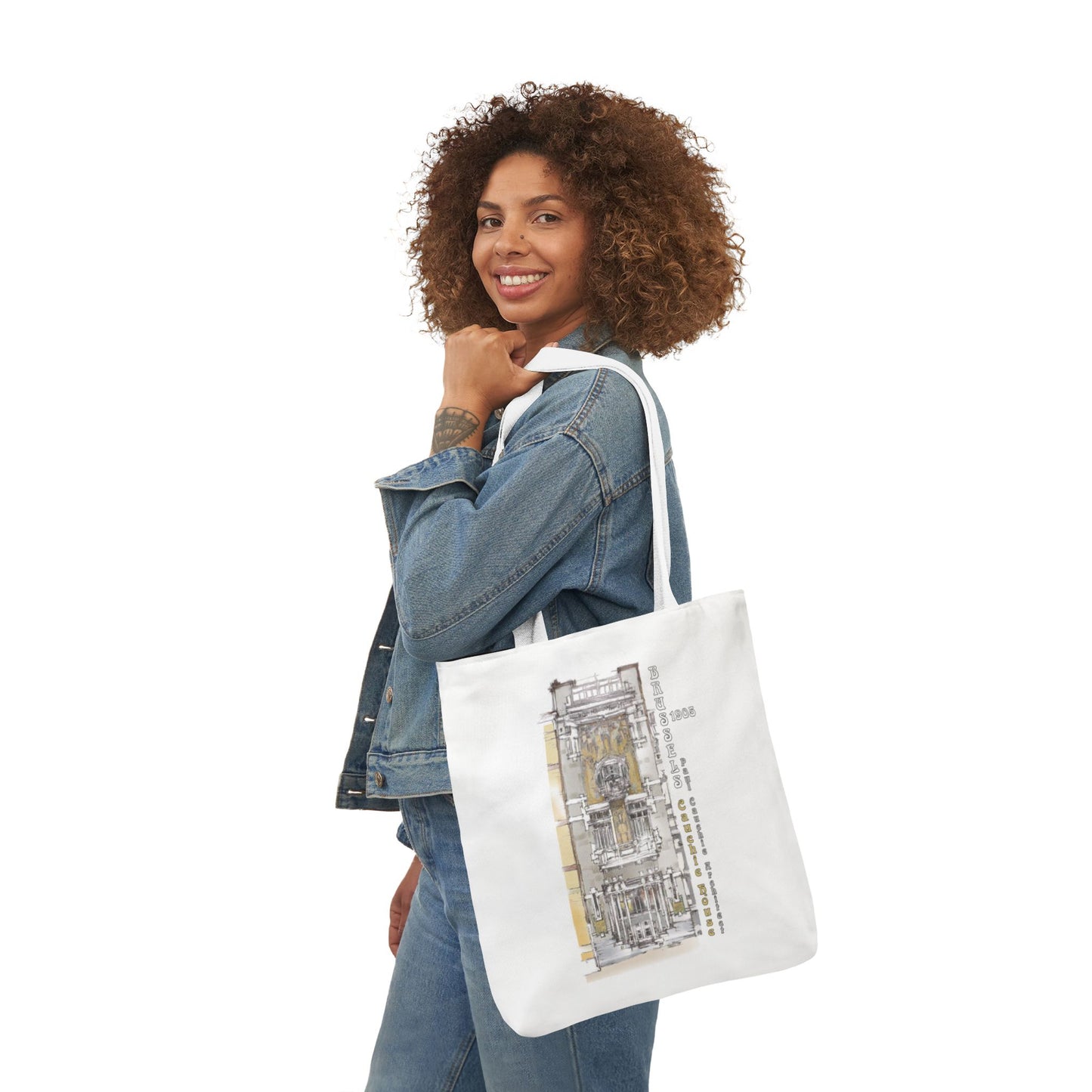 Brussel's Art-Nouveau-inspired Tote Bag with 3-Color Straps
