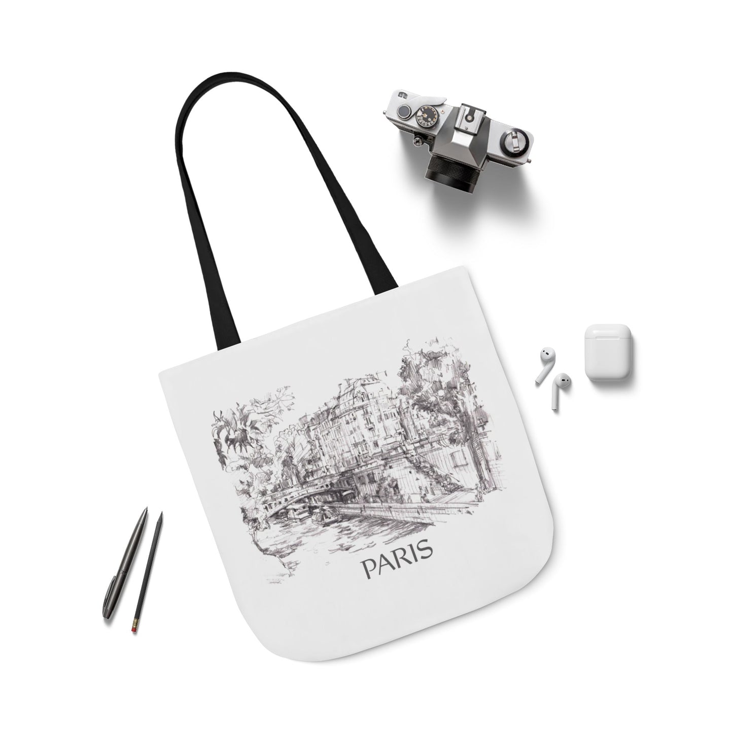 Paris-inspired Tote Bag with 5-Color Straps