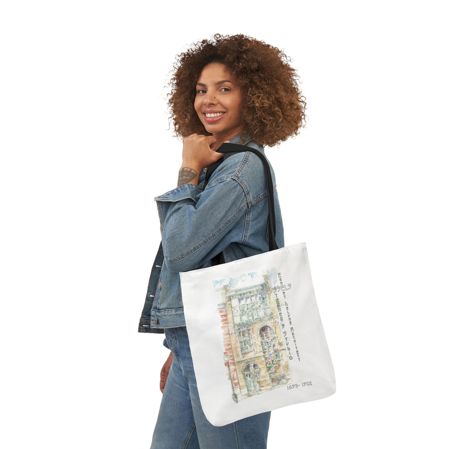 Brussel's Art-Nouveau-inspired Tote Bag with 3-Color Straps