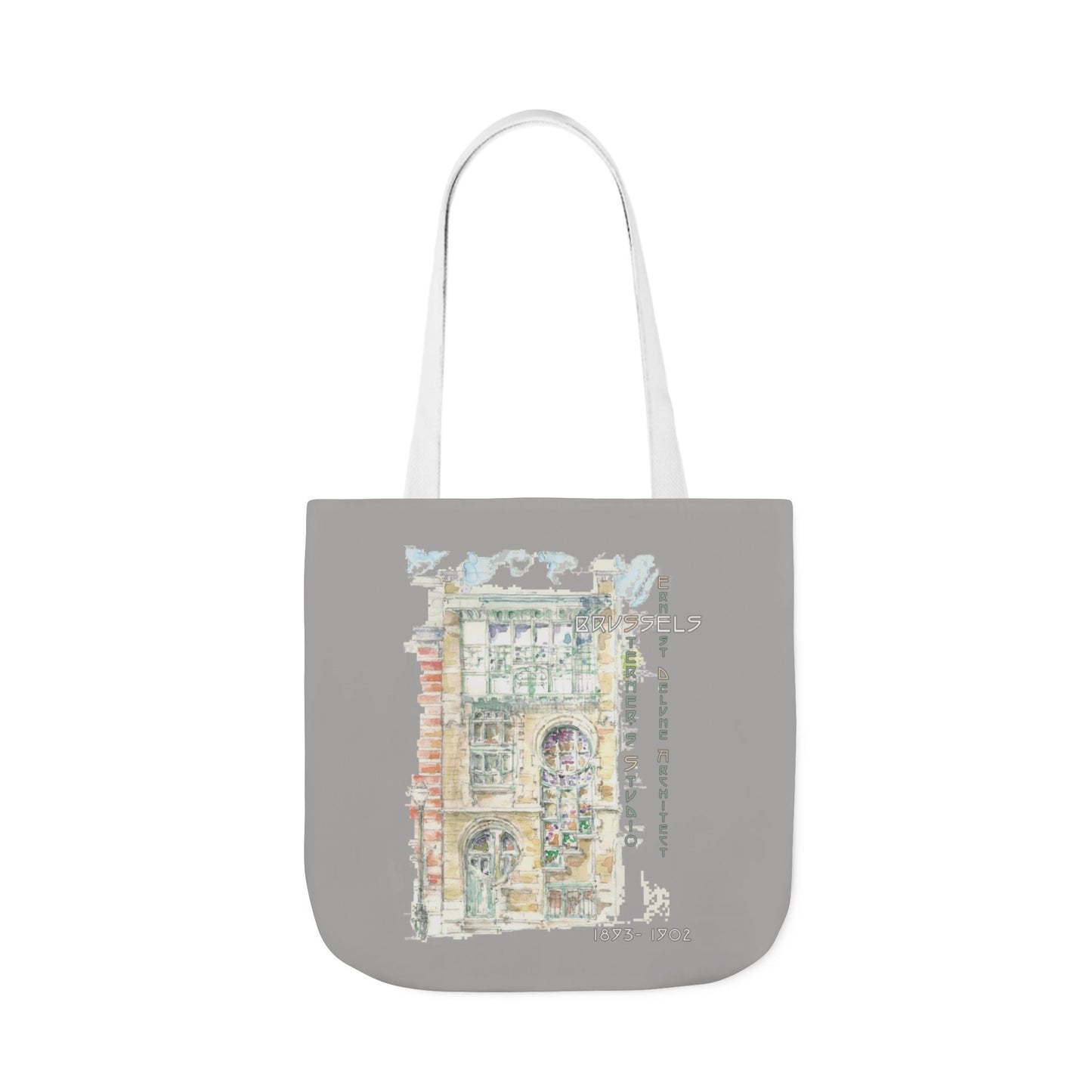 Art-Nouveau-inspired light grey Tote Bag with 5-Color Straps