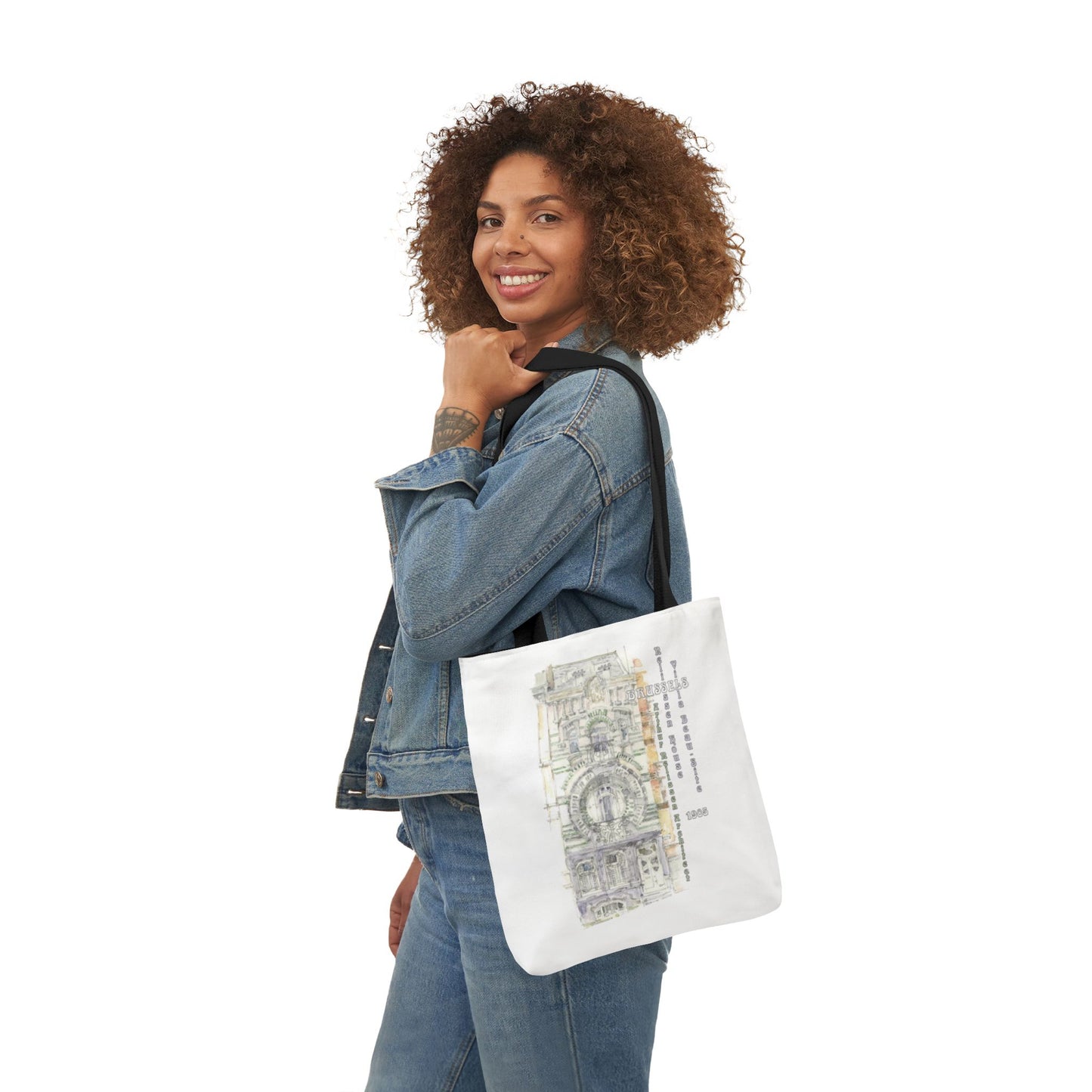 Brussel's Art-Nouveau-inspired Tote Bag with 3-Color Straps