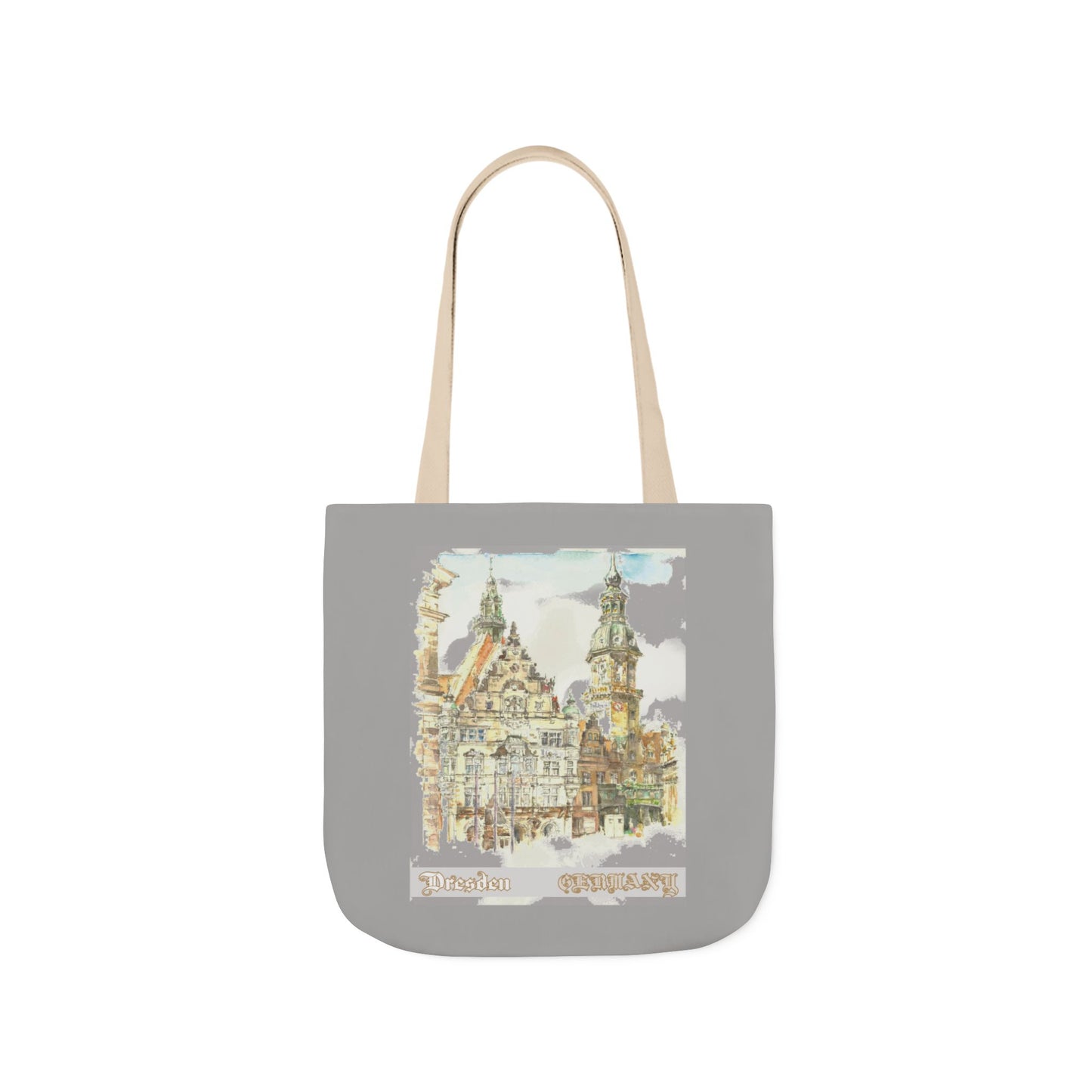 Dresden-inspired light grey Tote Bag with 4-Color Straps