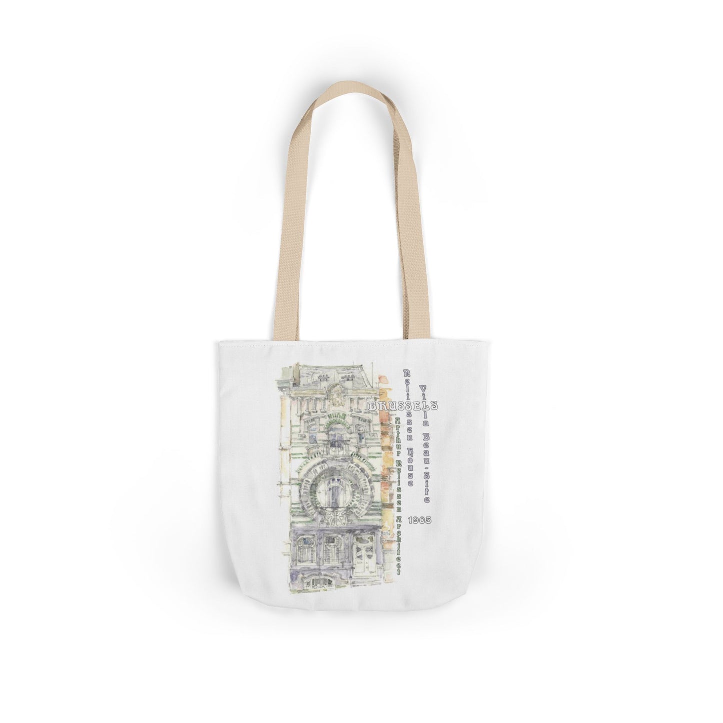 Brussel's Art-Nouveau-inspired Tote Bag with 3-Color Straps
