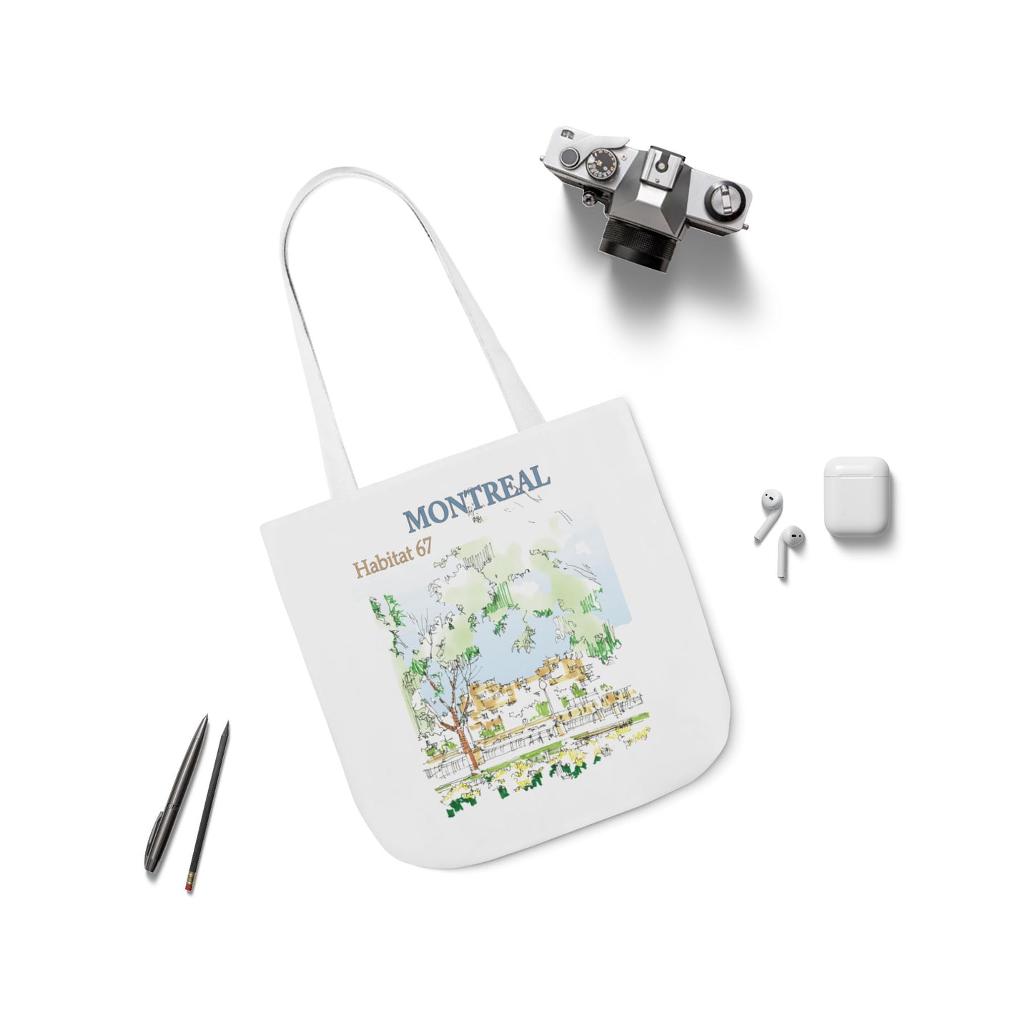 Montreal-inspired Tote Bag with 4-Color Straps