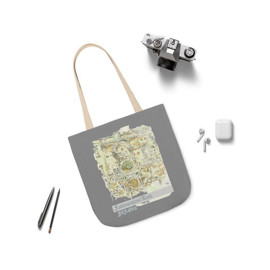 Prague-inspired grey Tote Bag with 4-Color Straps
