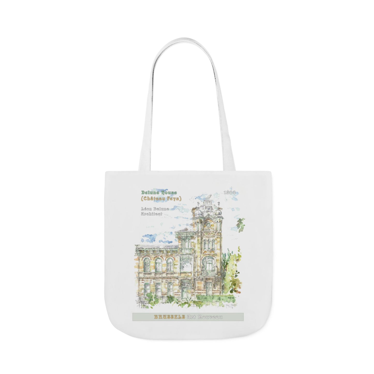 Brussel's Art-Nouveau-inspired Tote Bag with 3-Color Straps