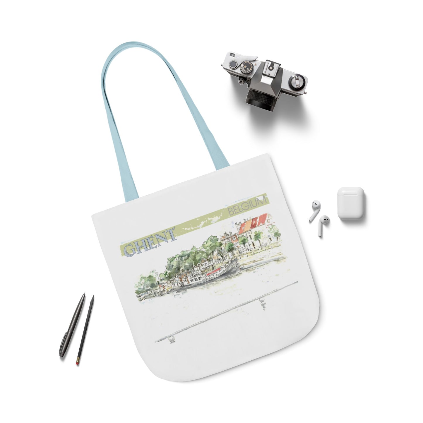Ghent-inspired Tote Bag with 4-Color Straps