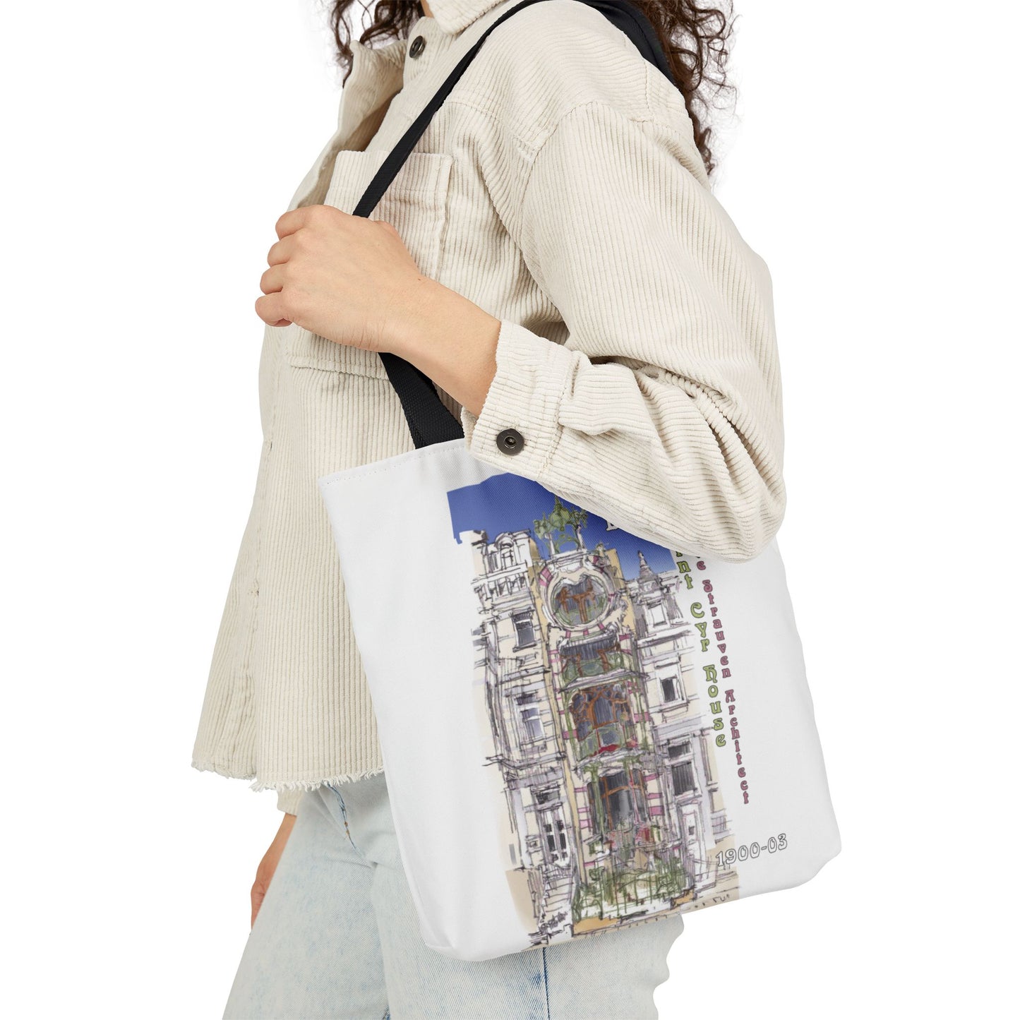 Brussel's Art-Nouveau-inspired Tote Bag with 5-Color Straps