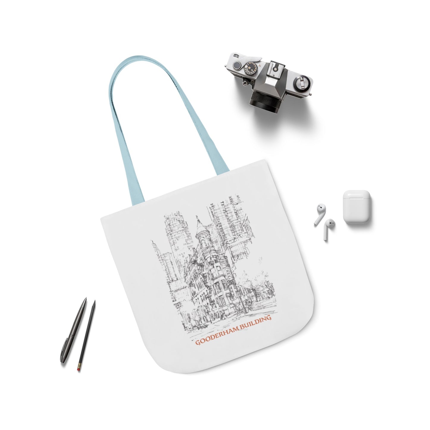 Toronto Gooderham building-inspired Tote Bag with 4-Color Straps