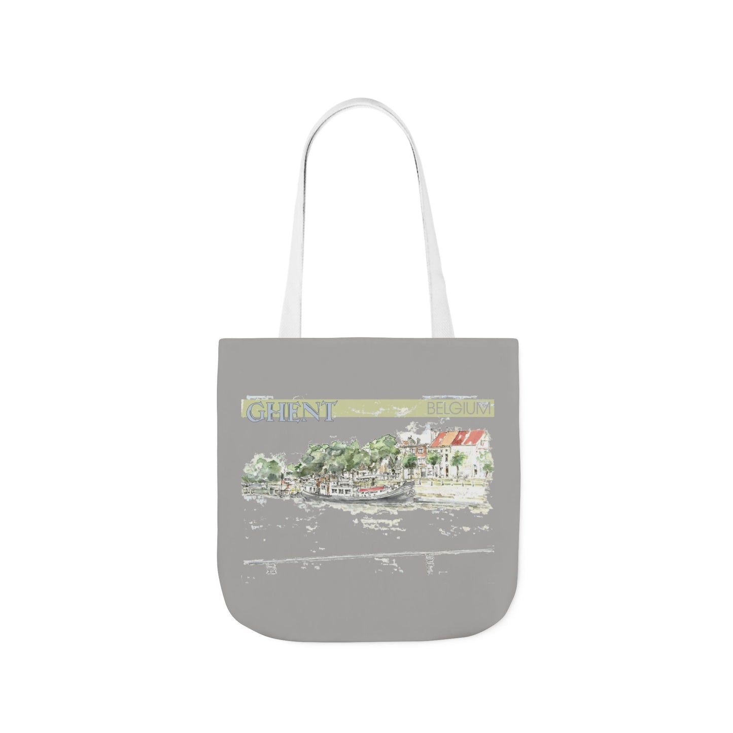 Ghent-inspired light grey Tote Bag with 4-Color Straps