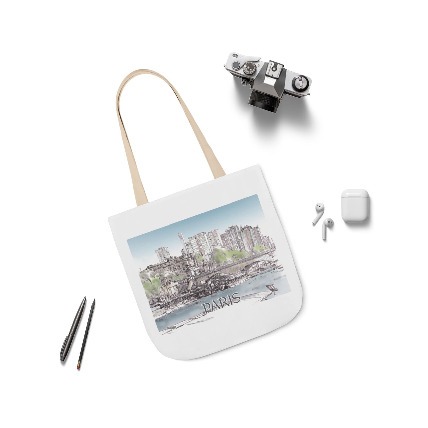 Paris-inspired Tote Bag with 4-Color Straps