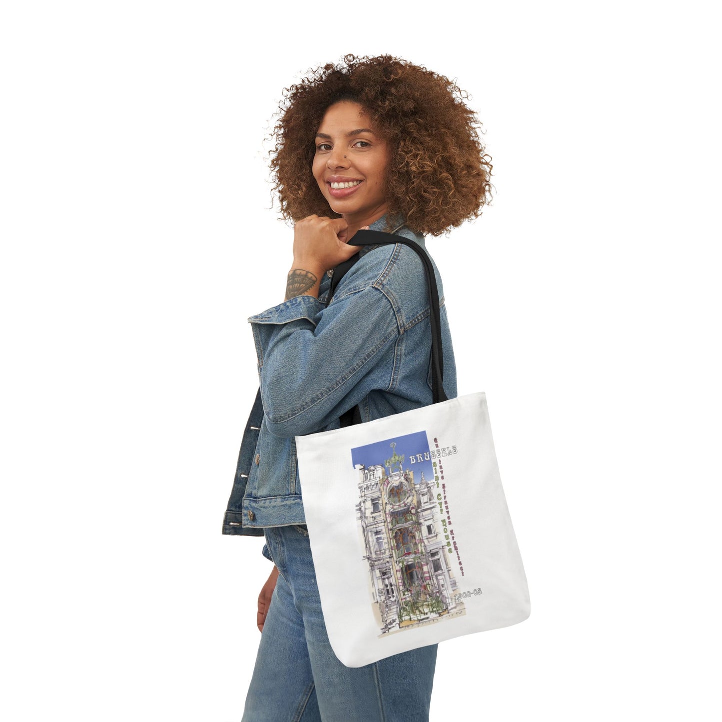 Brussel's Art-Nouveau-inspired Tote Bag with 5-Color Straps