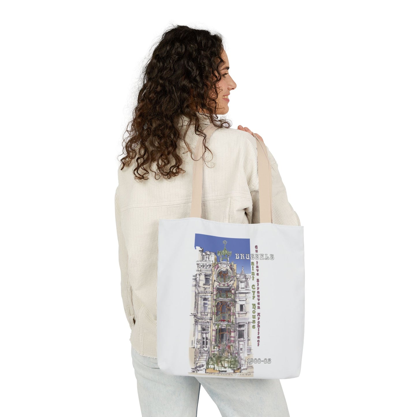 Brussel's Art-Nouveau-inspired Tote Bag with 5-Color Straps