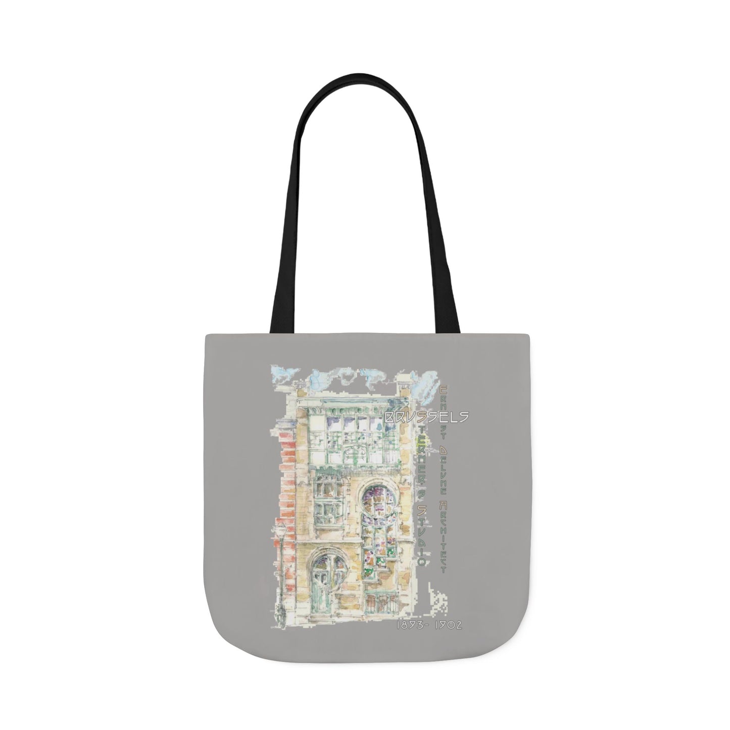 Art-Nouveau-inspired light grey Tote Bag with 5-Color Straps