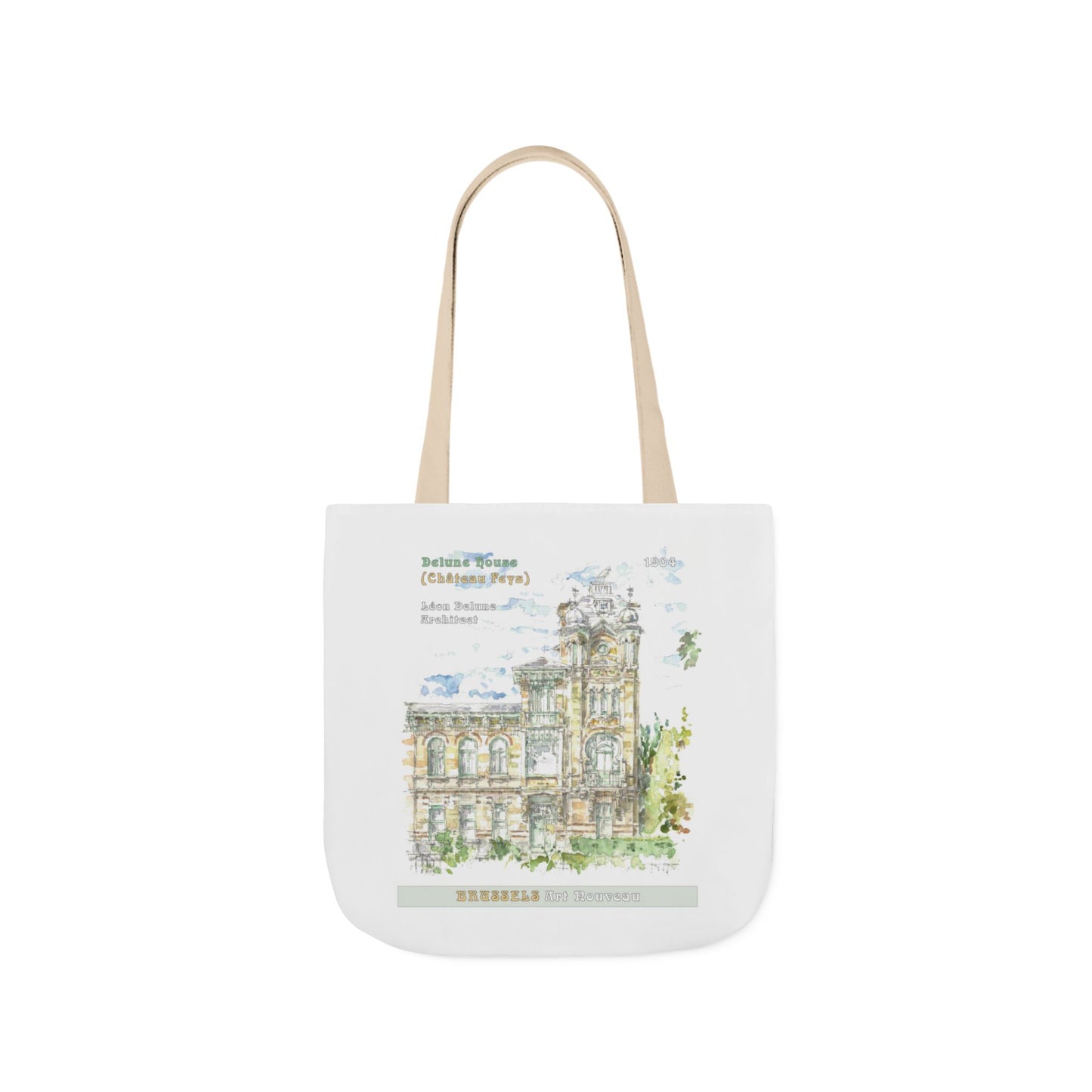 Brussel's Art-Nouveau-inspired Tote Bag with 3-Color Straps