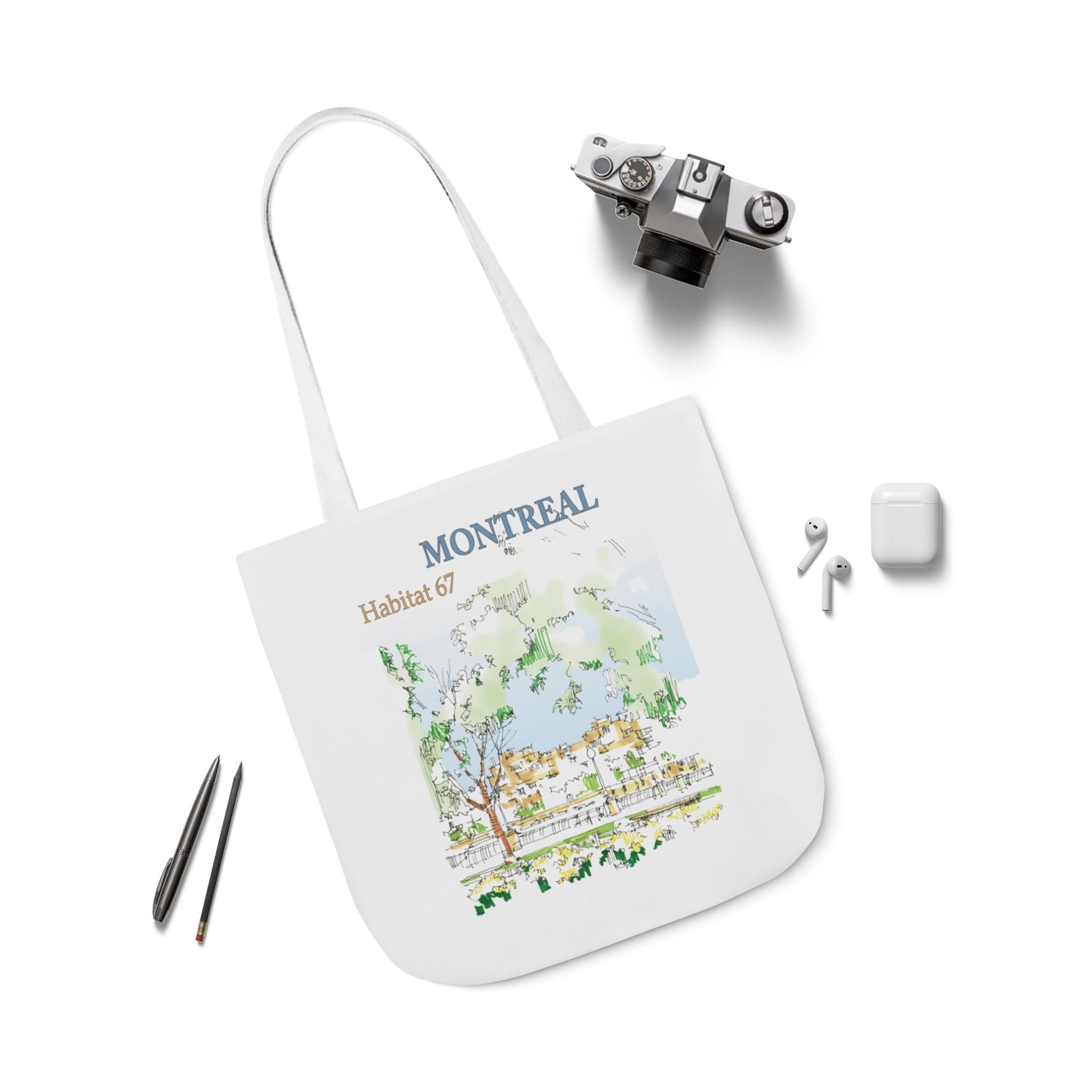 Montreal-inspired Tote Bag with 4-Color Straps