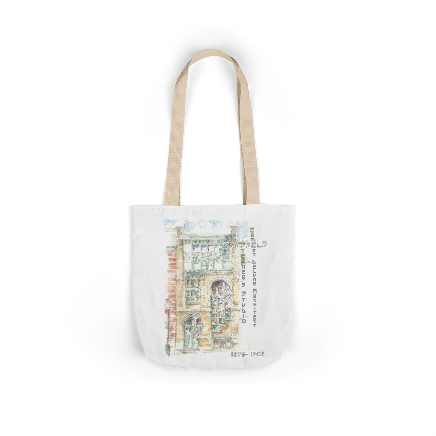 Brussel's Art-Nouveau-inspired Tote Bag with 3-Color Straps