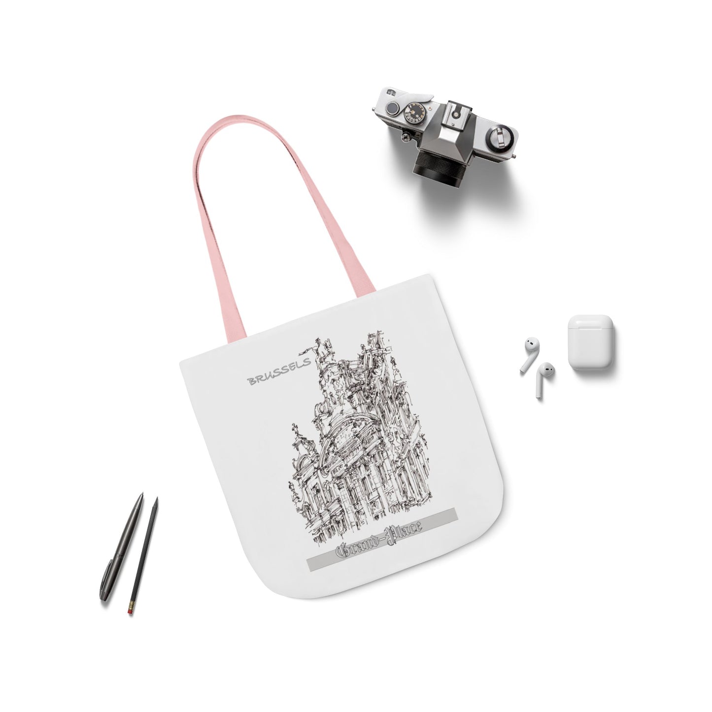 Brussel's Grand-Place-inspired Tote Bag with 4-Color Straps