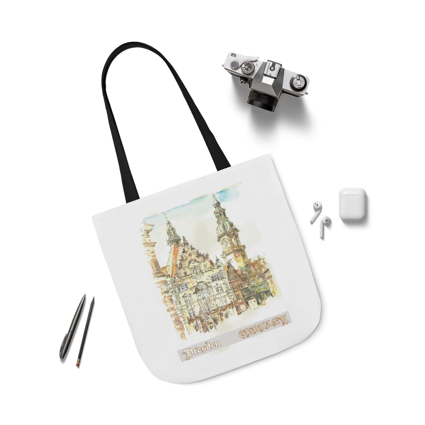 Dresden-inspired Tote Bag with 4-Color Straps