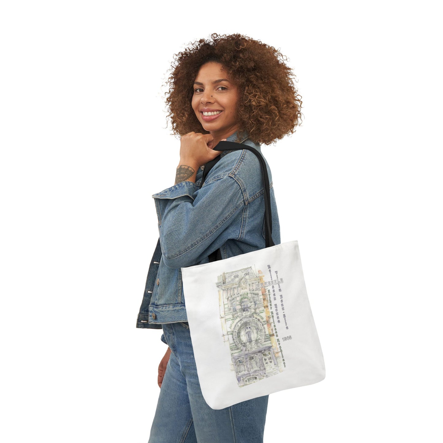 Brussel's Art-Nouveau-inspired Tote Bag with 3-Color Straps
