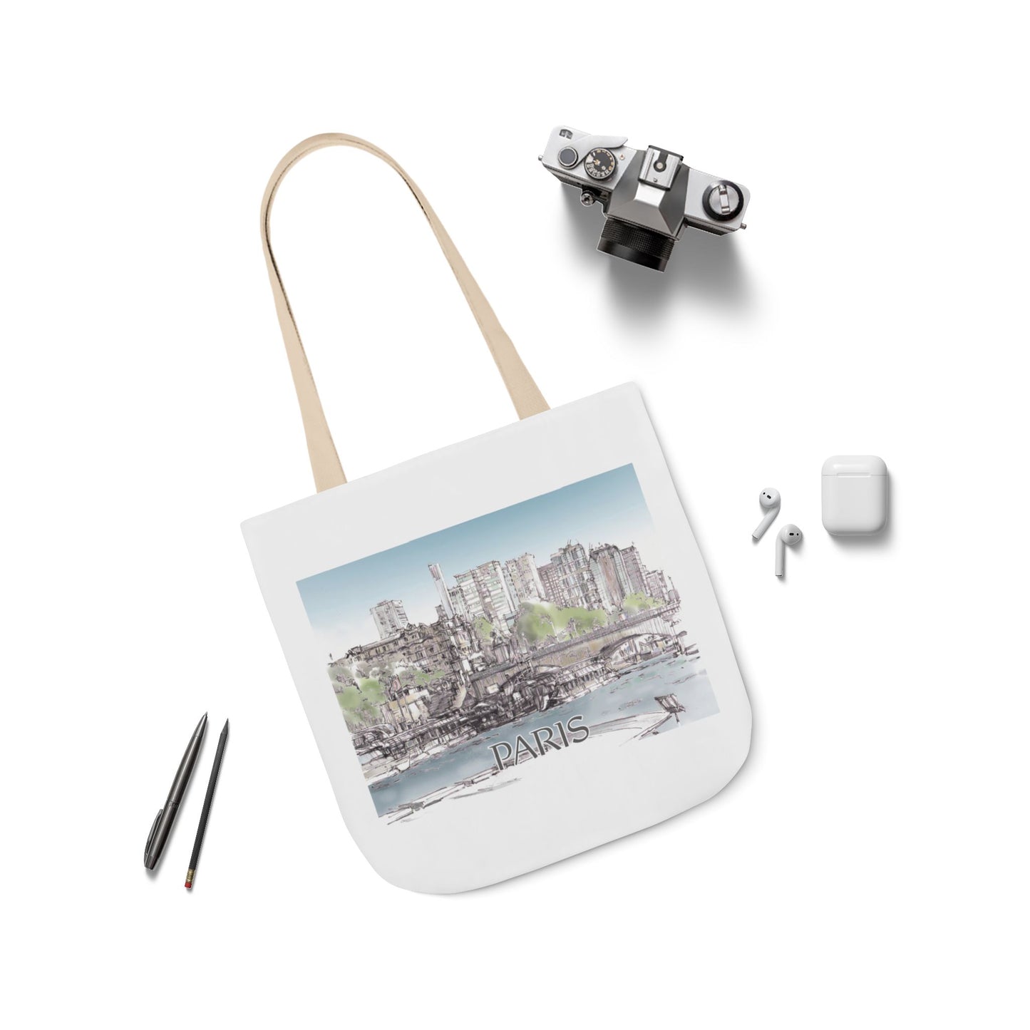 Paris-inspired Tote Bag with 4-Color Straps