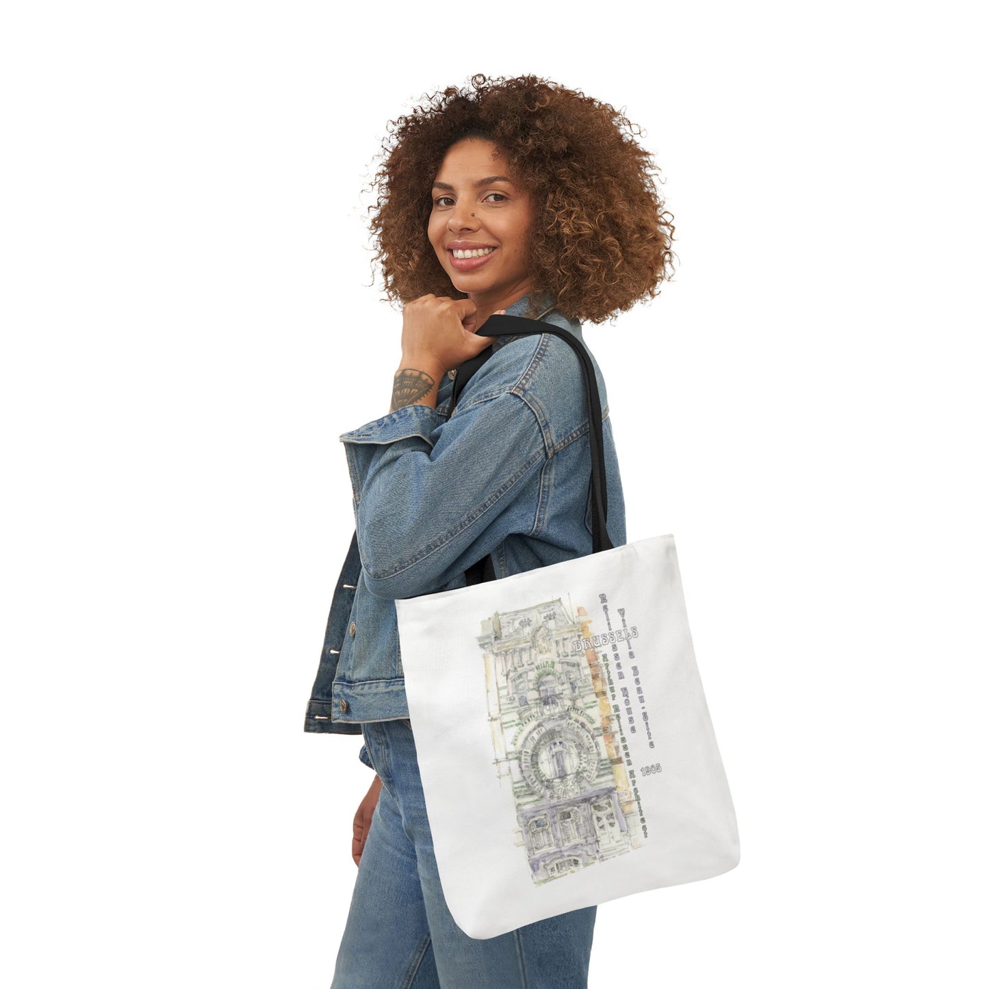 Brussel's Art-Nouveau-inspired Tote Bag with 3-Color Straps