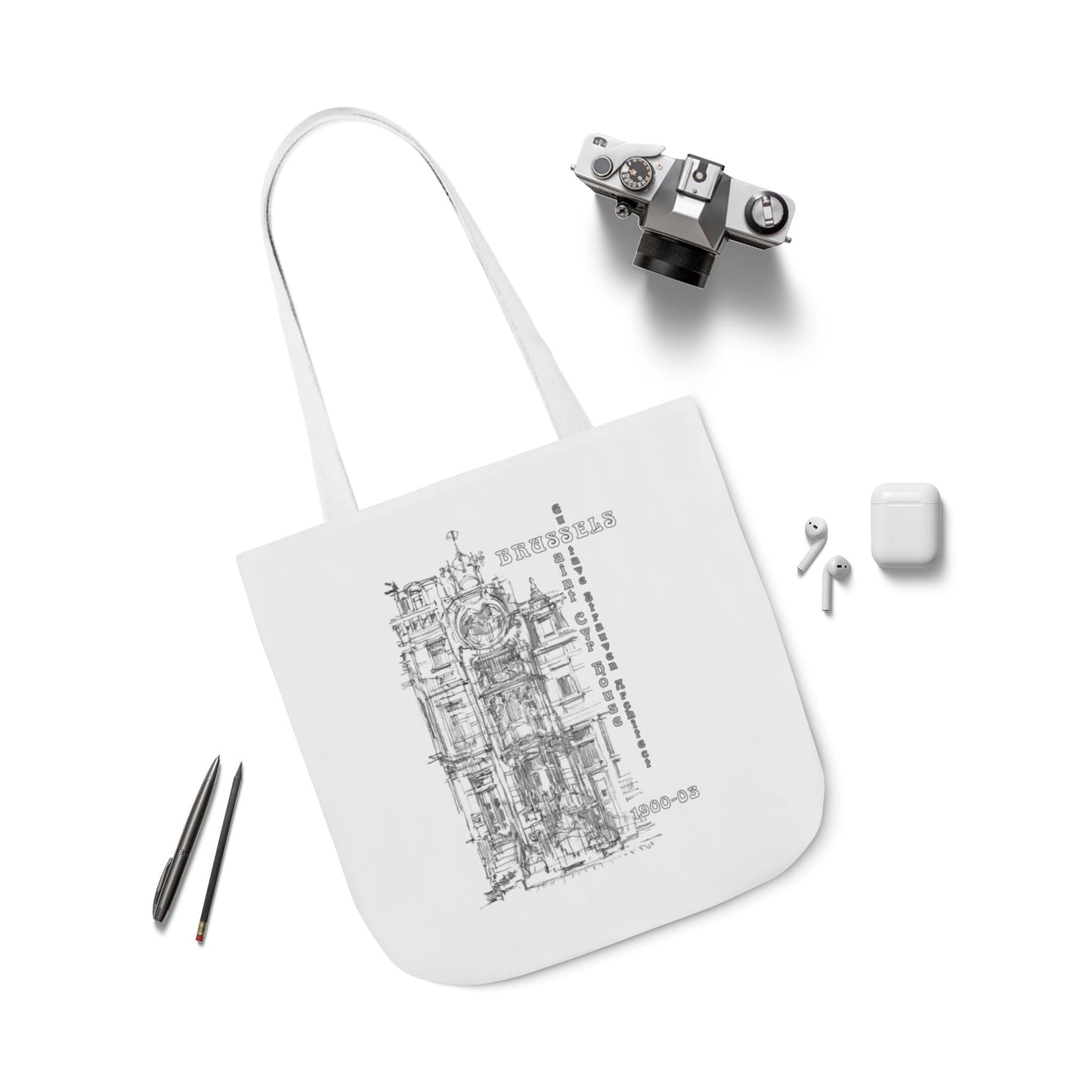 Brussel's Art-Nouveau-inspired Tote Bag with 5-Color Straps