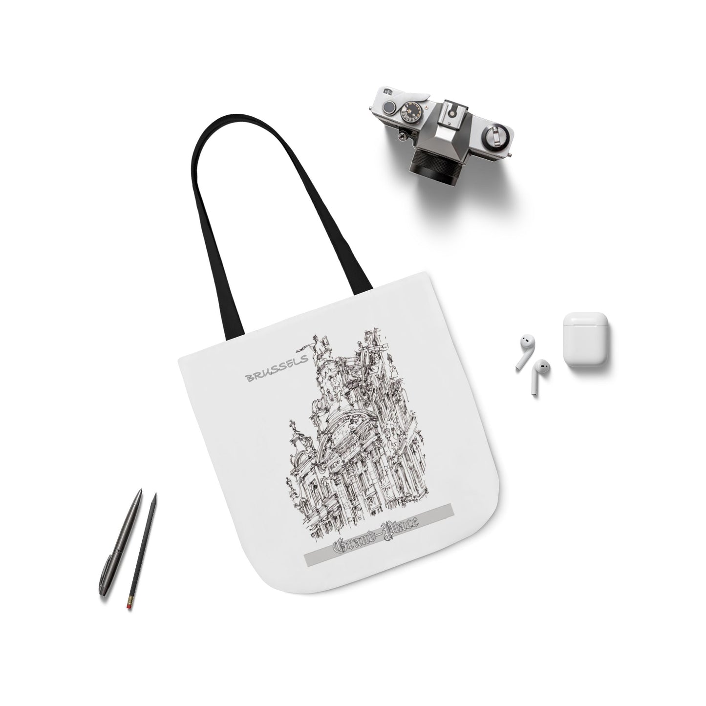 Brussel's Grand-Place-inspired Tote Bag with 4-Color Straps