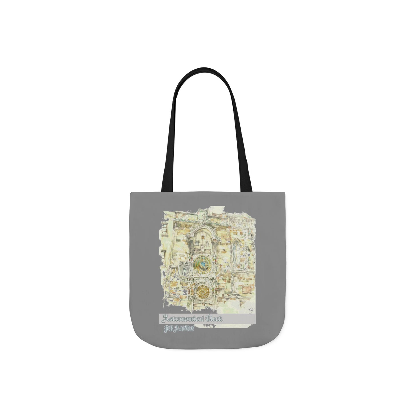 Prague-inspired grey Tote Bag with 4-Color Straps