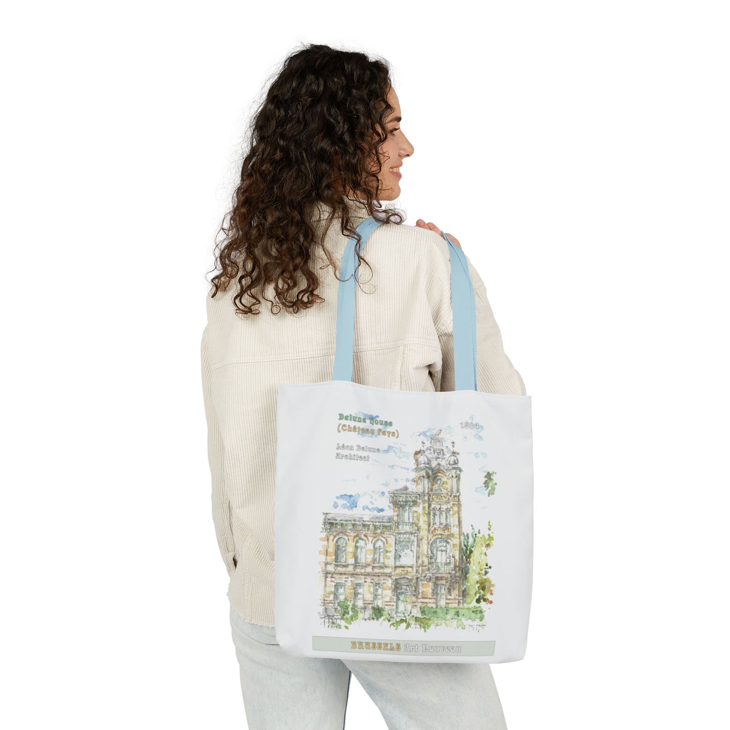 Brussel's Art-Nouveau-inspired Tote Bag with 3-Color Straps