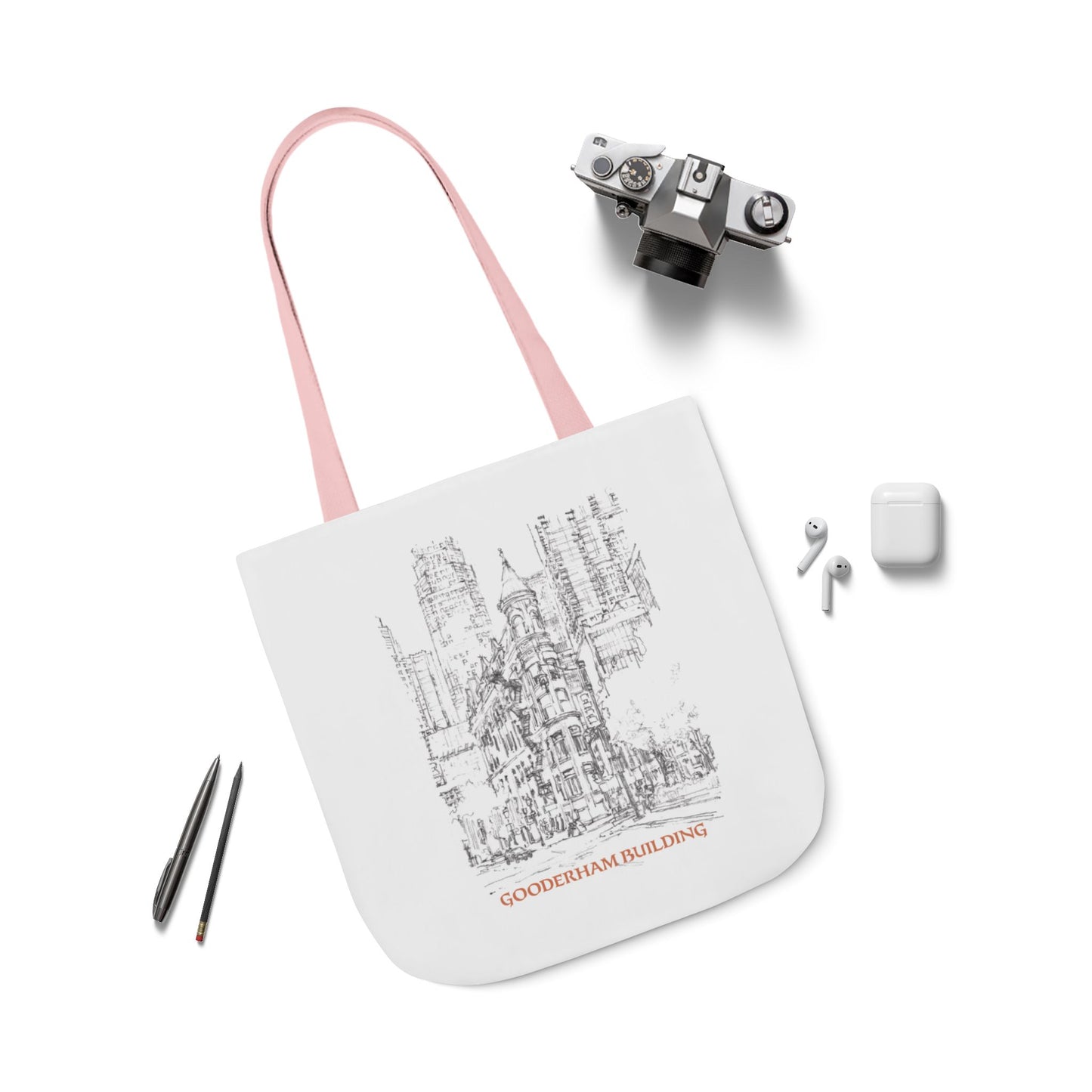 Toronto Gooderham building-inspired Tote Bag with 4-Color Straps