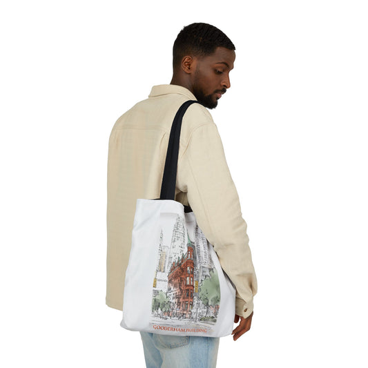 Toronto Gooderham building-inspired Tote Bag with 4-Color Straps