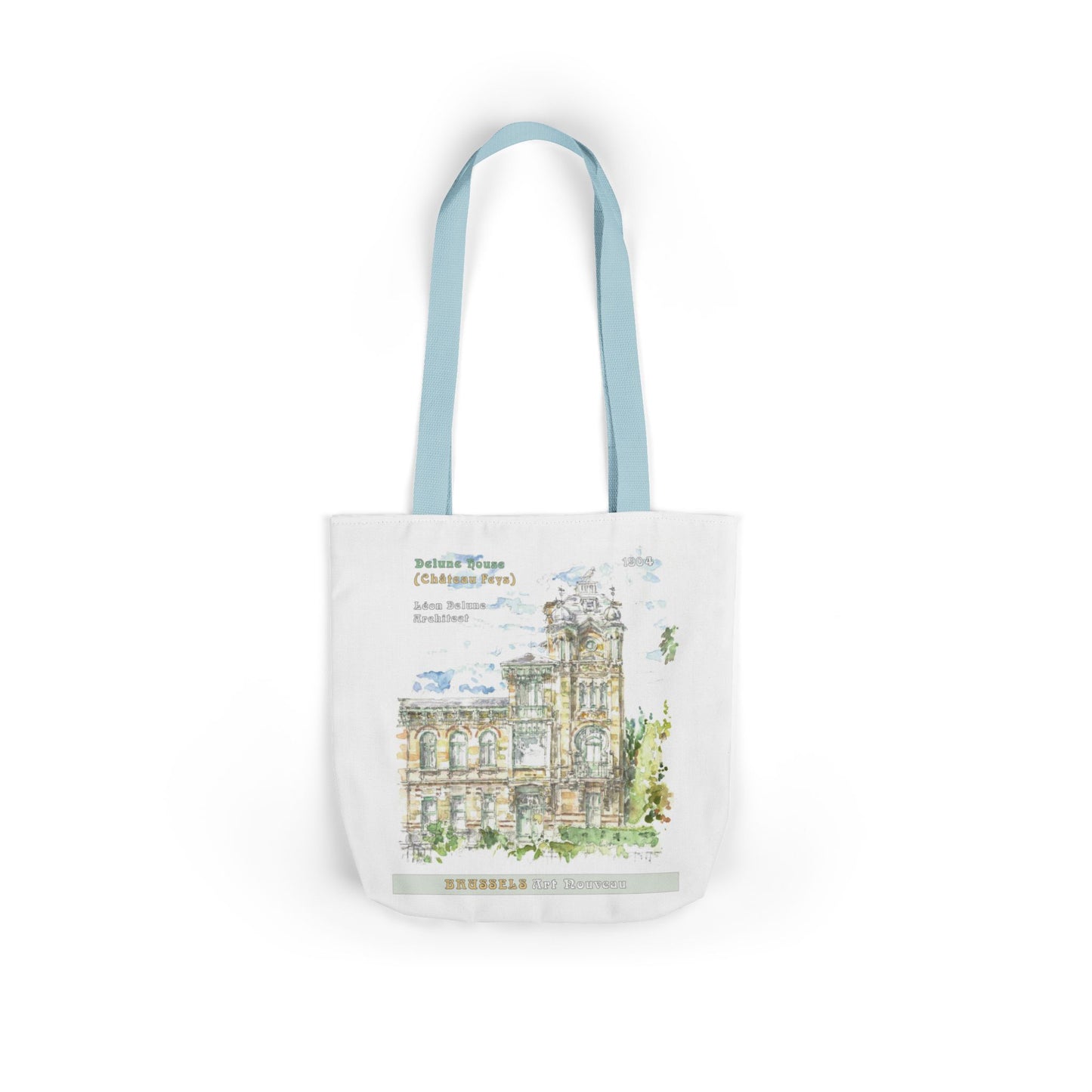 Brussel's Art-Nouveau-inspired Tote Bag with 3-Color Straps