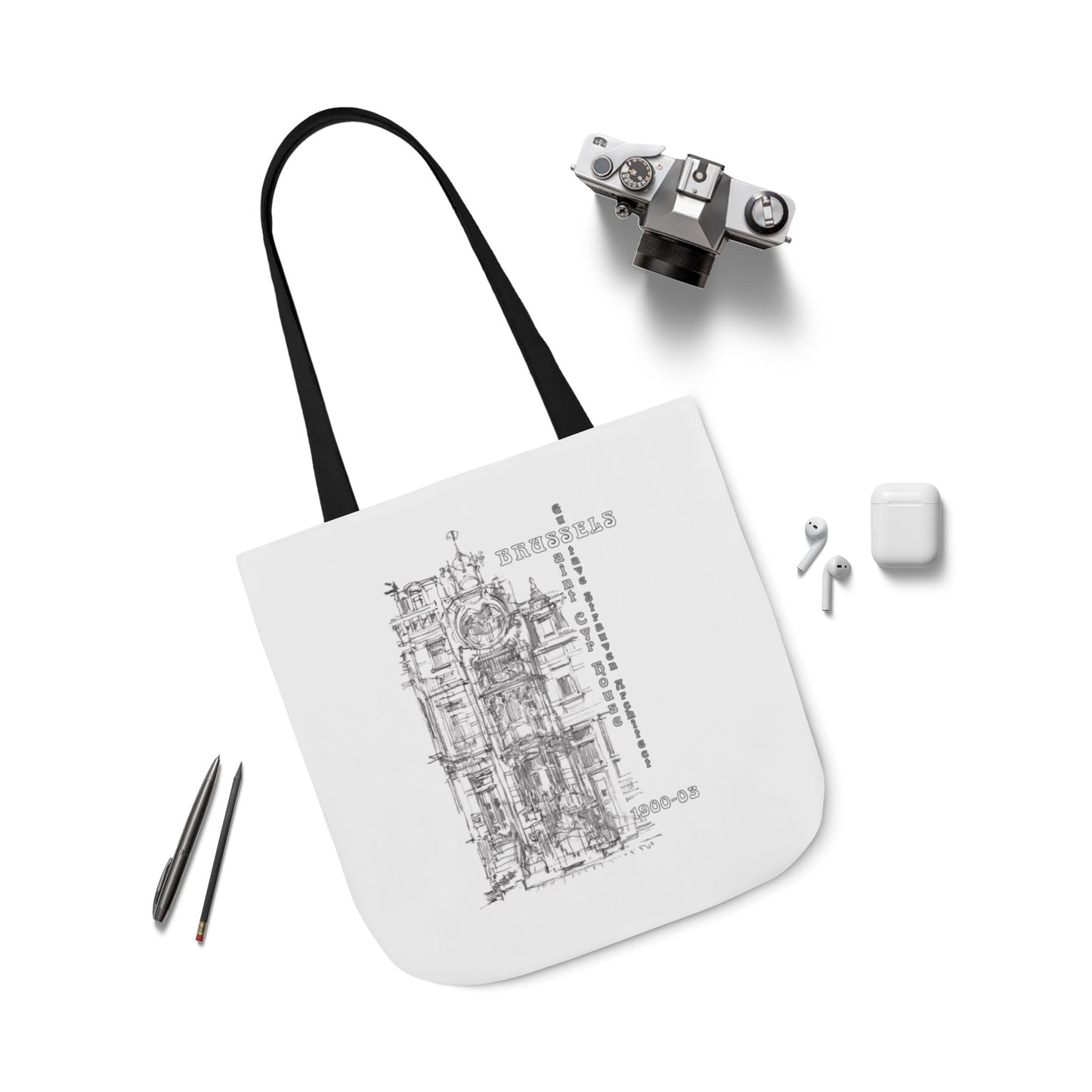 Brussel's Art-Nouveau-inspired Tote Bag with 5-Color Straps