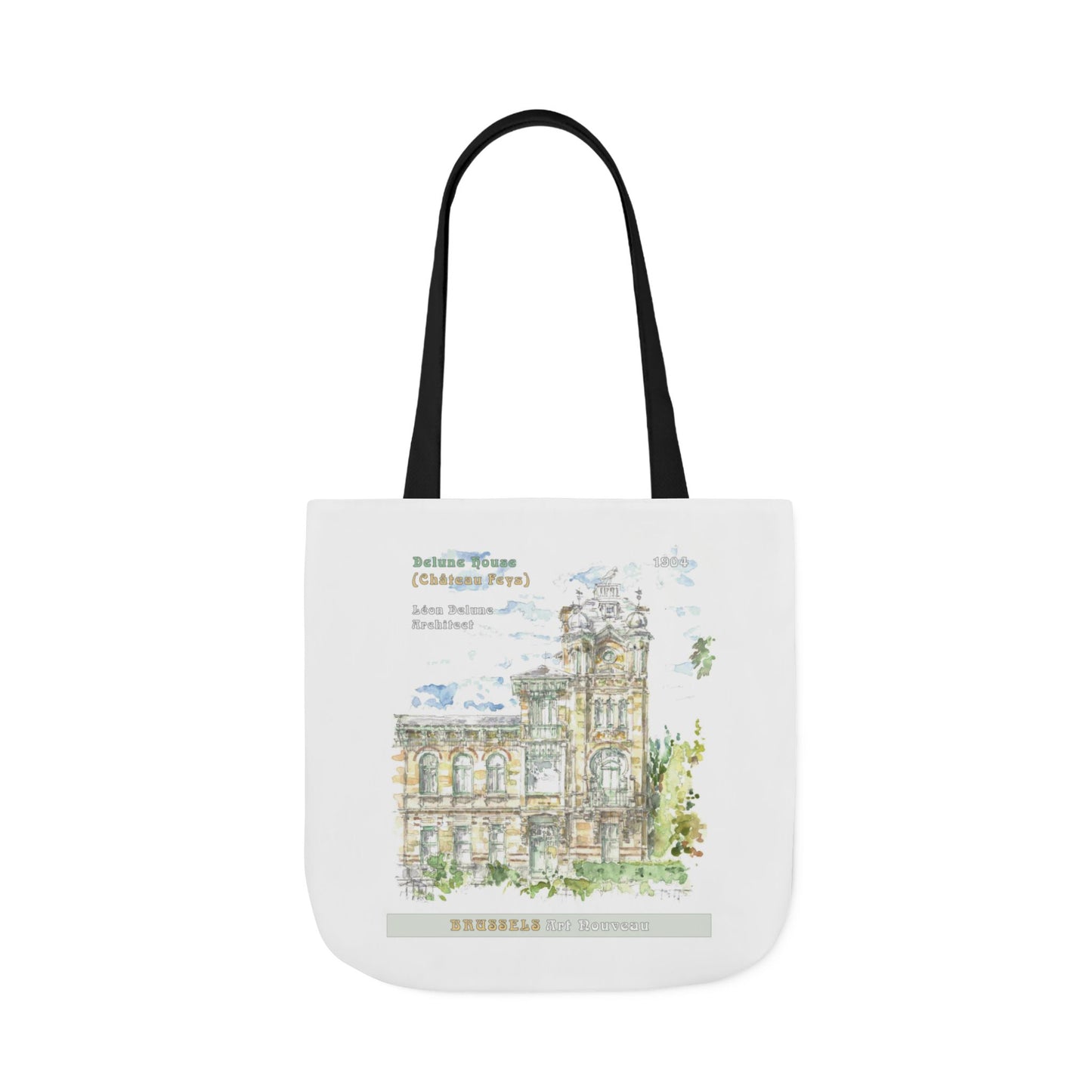 Brussel's Art-Nouveau-inspired Tote Bag with 3-Color Straps