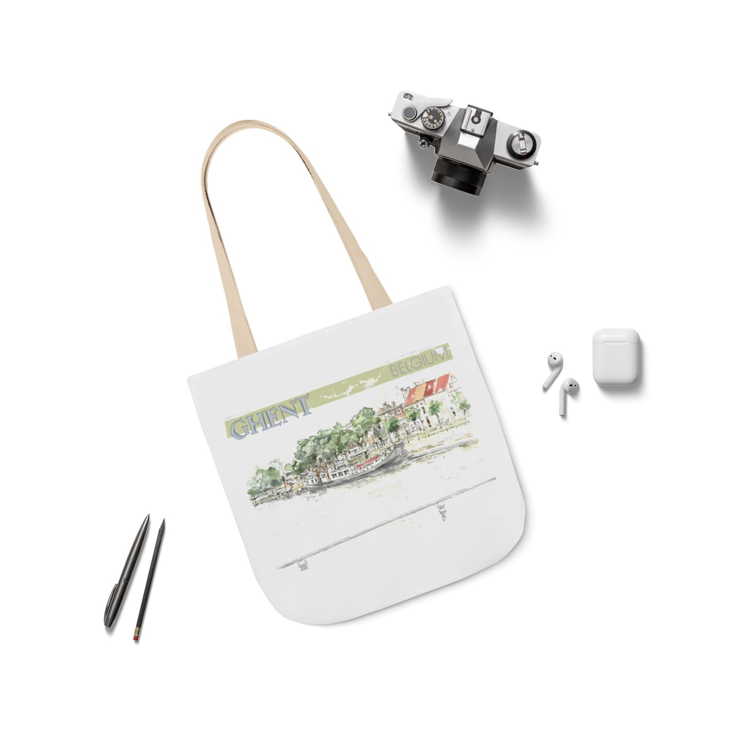 Ghent-inspired Tote Bag with 4-Color Straps