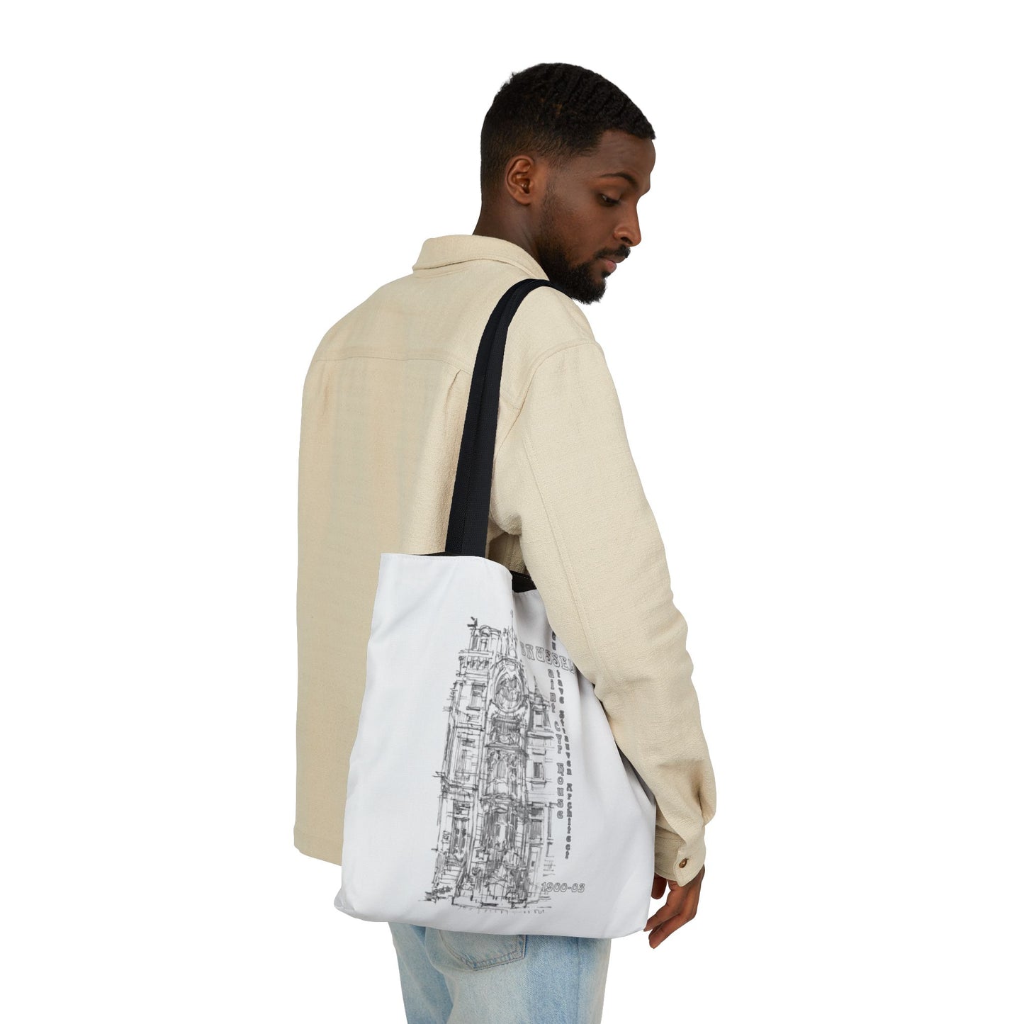 Brussel's Art-Nouveau-inspired Tote Bag with 5-Color Straps
