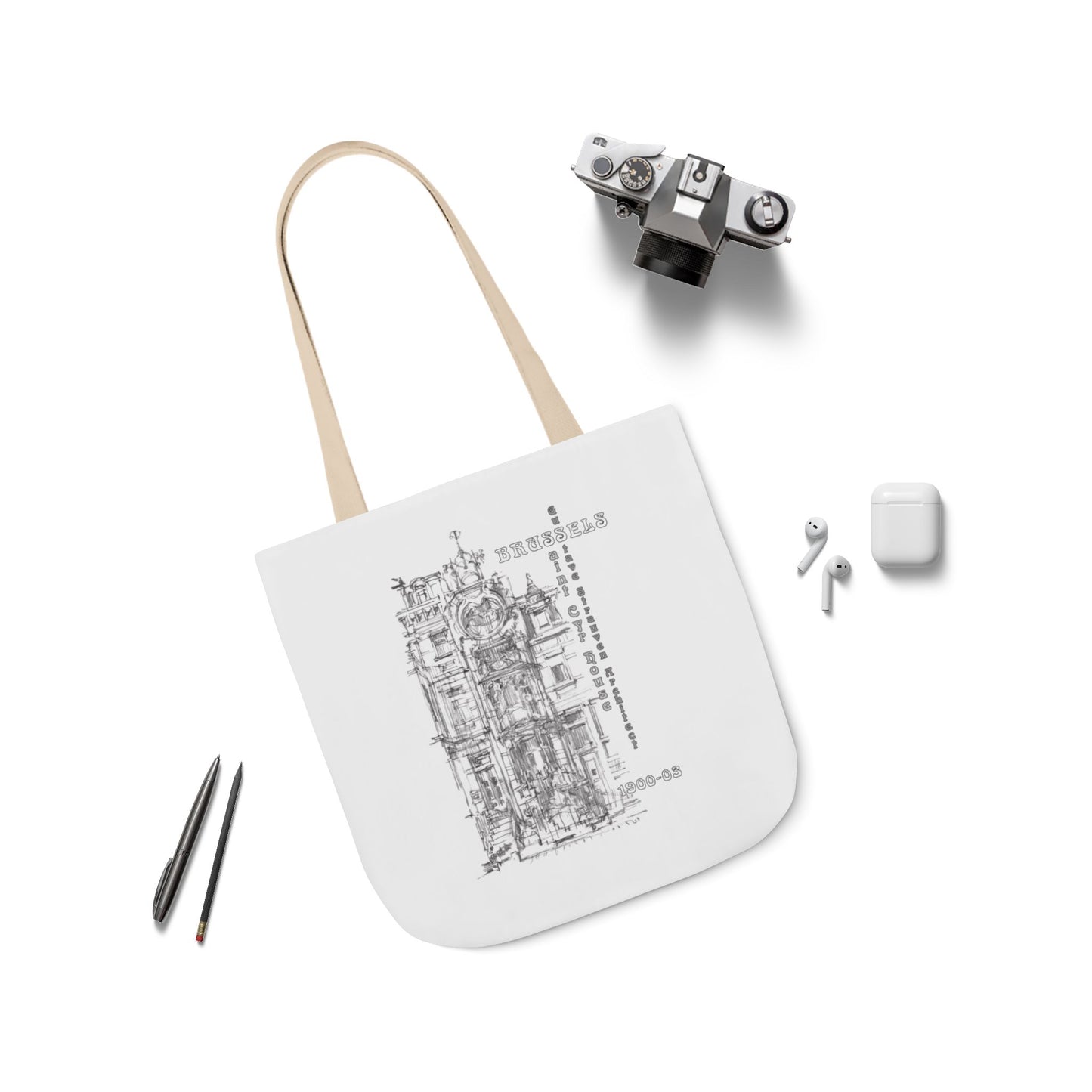 Brussel's Art-Nouveau-inspired Tote Bag with 5-Color Straps