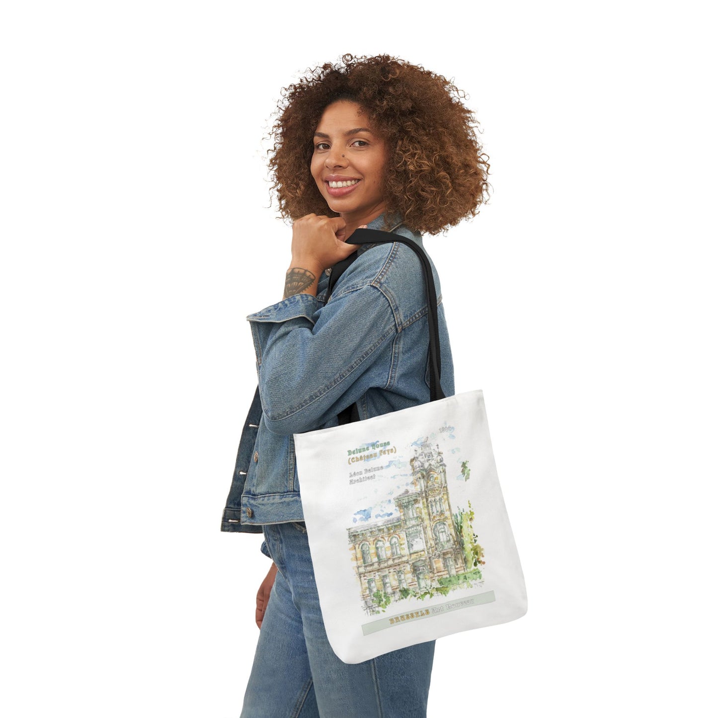 Brussel's Art-Nouveau-inspired Tote Bag with 3-Color Straps