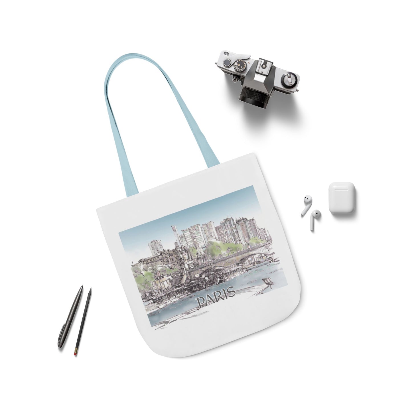 Paris-inspired Tote Bag with 4-Color Straps