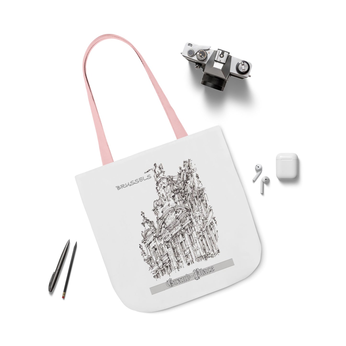 Brussel's Grand-Place-inspired Tote Bag with 4-Color Straps