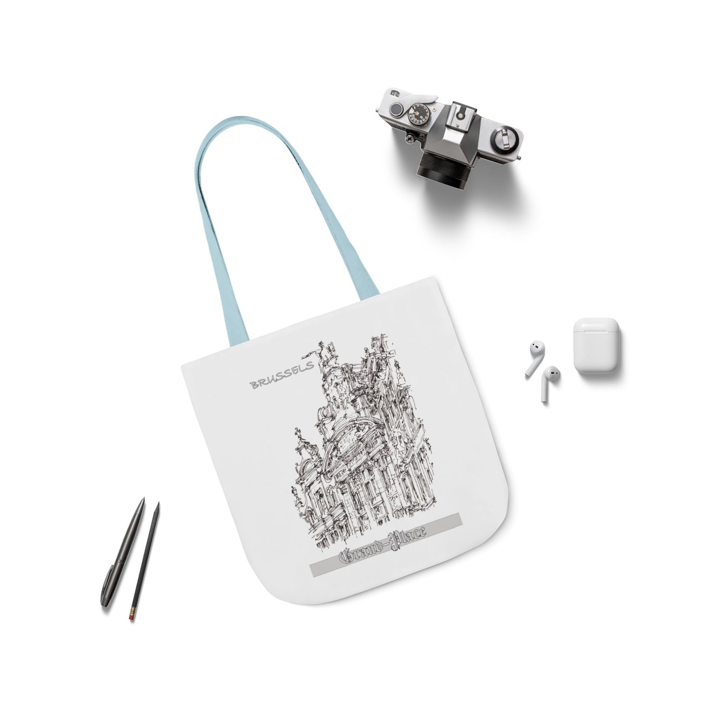 Brussel's Grand-Place-inspired Tote Bag with 4-Color Straps