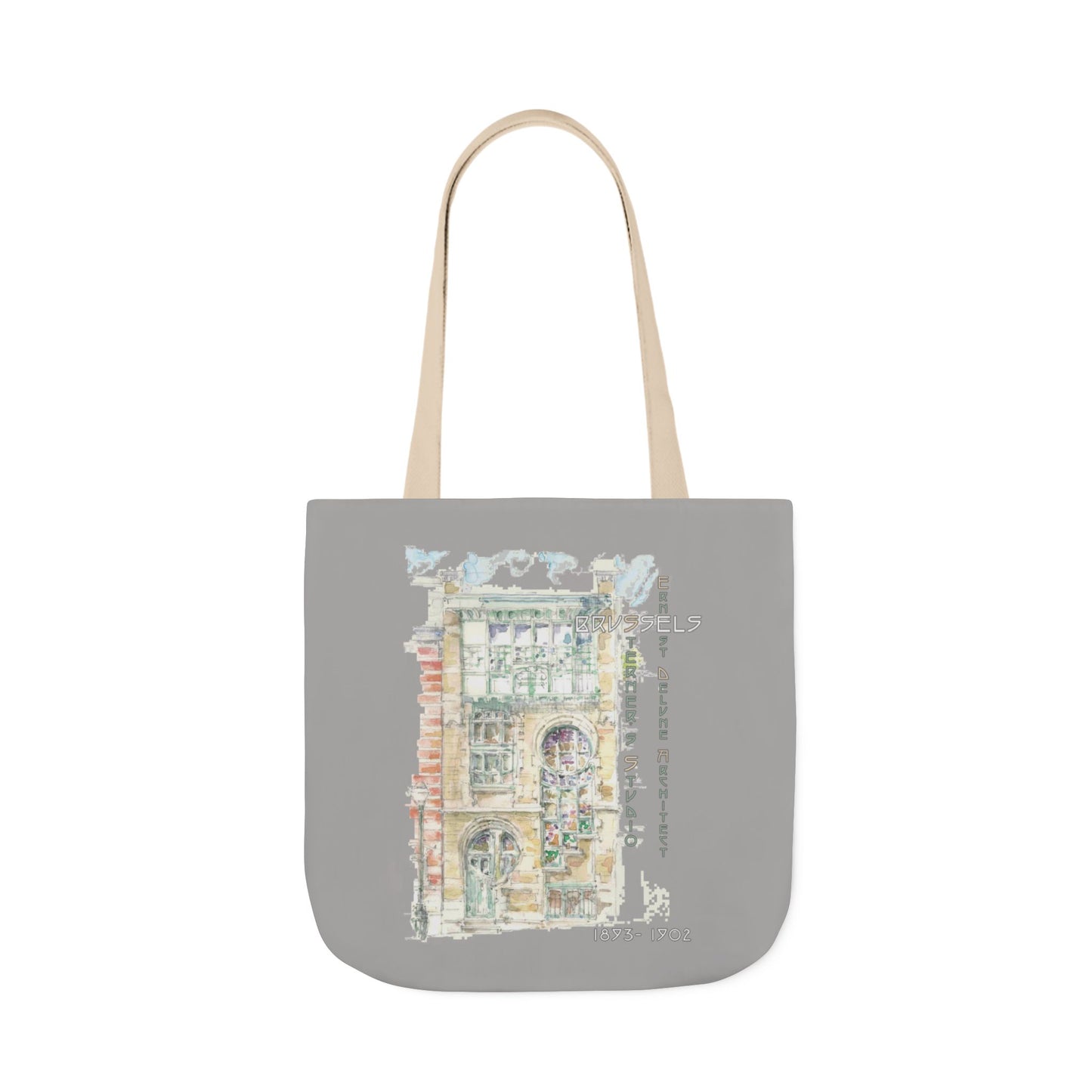 Art-Nouveau-inspired light grey Tote Bag with 5-Color Straps