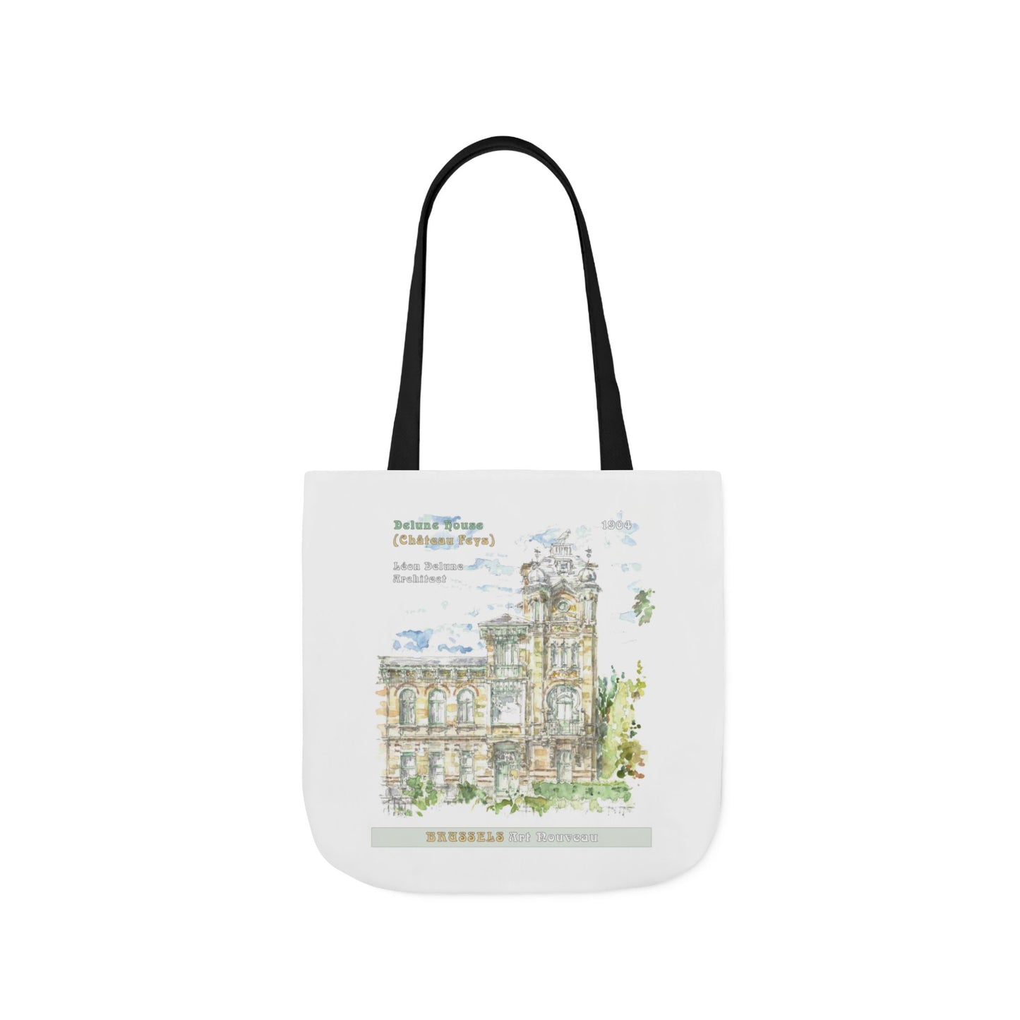 Brussel's Art-Nouveau-inspired Tote Bag with 3-Color Straps