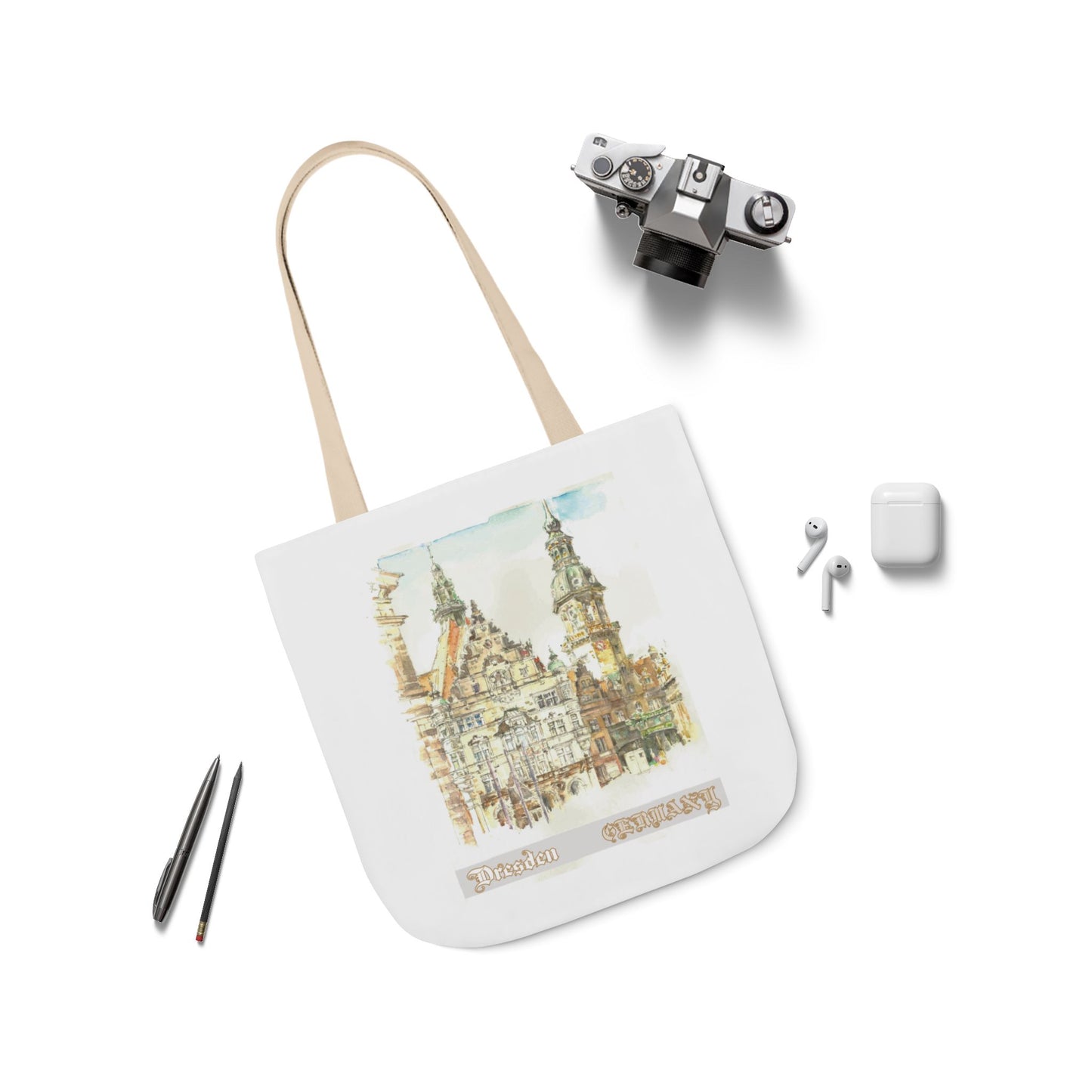 Dresden-inspired Tote Bag with 4-Color Straps