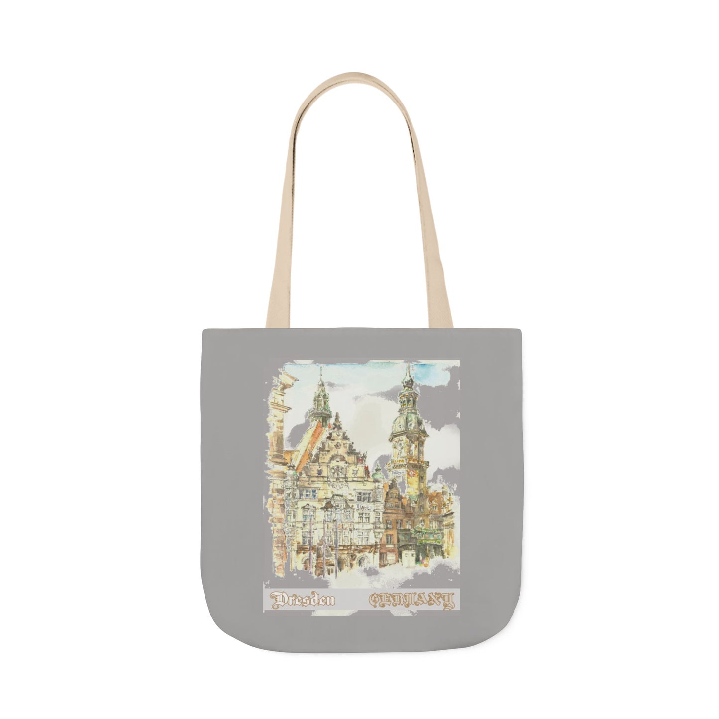 Dresden-inspired light grey Tote Bag with 4-Color Straps