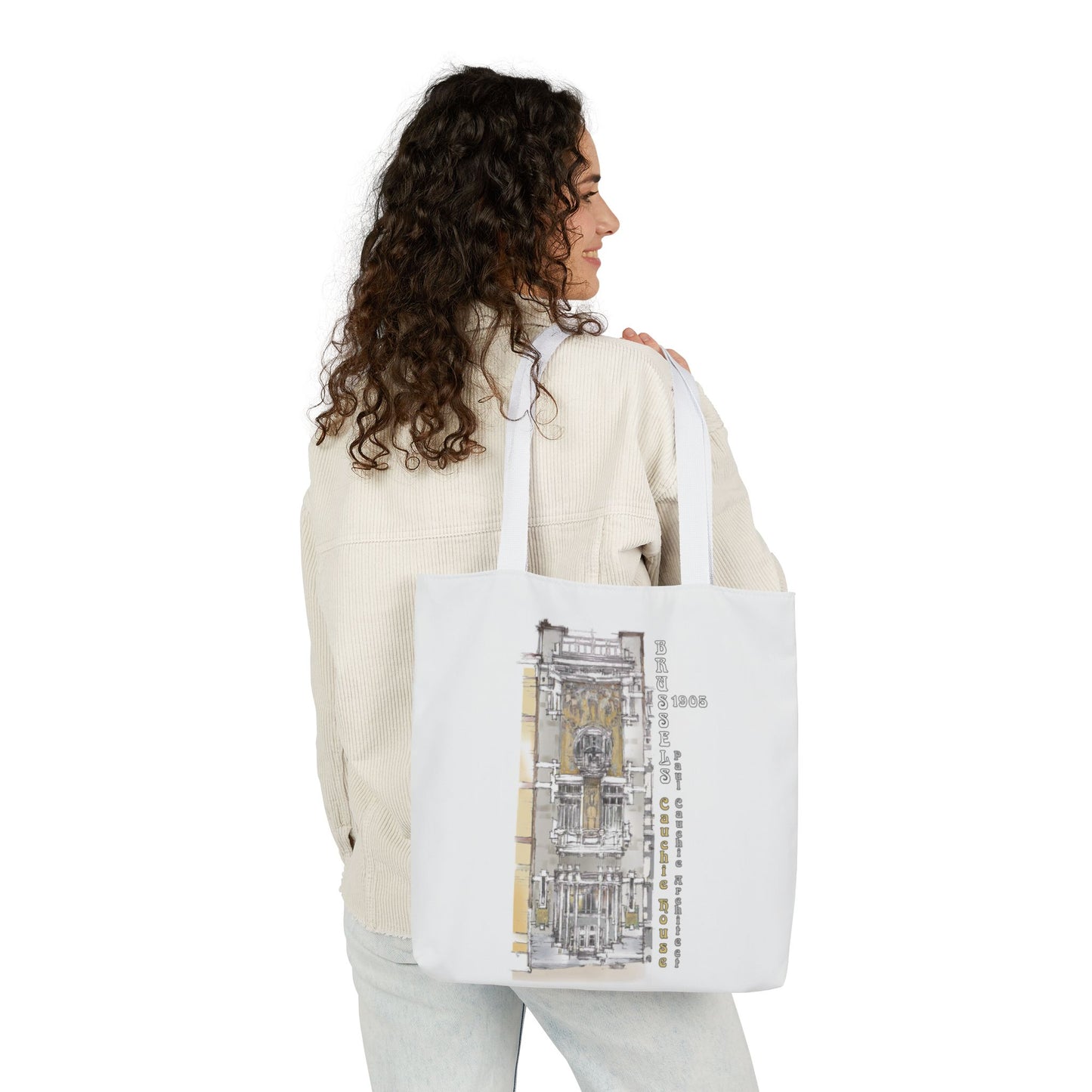 Brussel's Art-Nouveau-inspired Tote Bag with 3-Color Straps