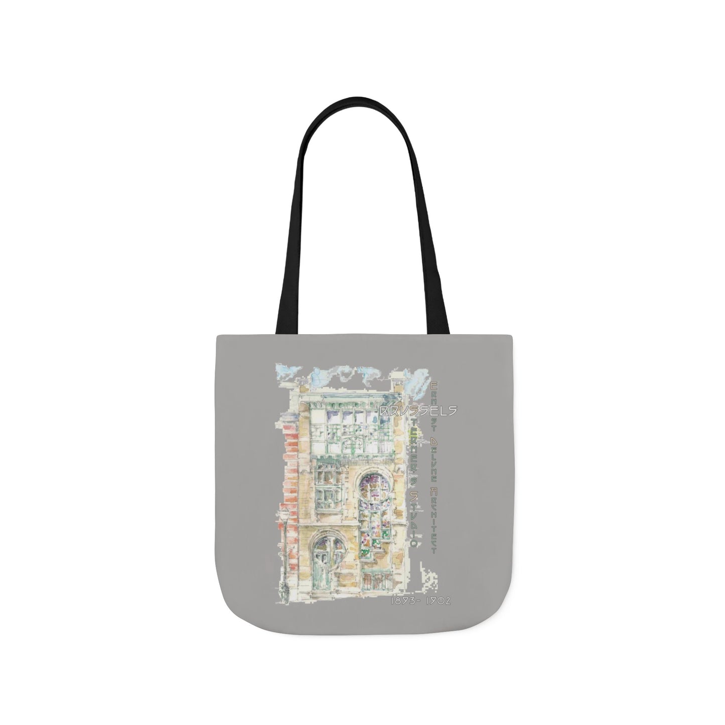 Art-Nouveau-inspired light grey Tote Bag with 5-Color Straps