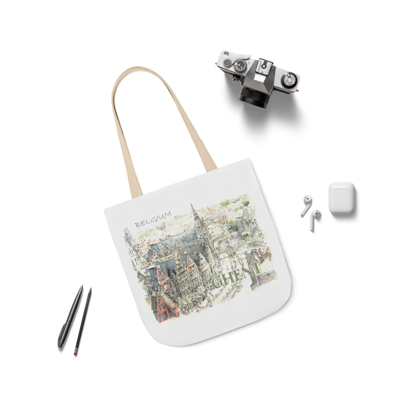 Ghent-inspired Tote Bag with 4-Color Straps