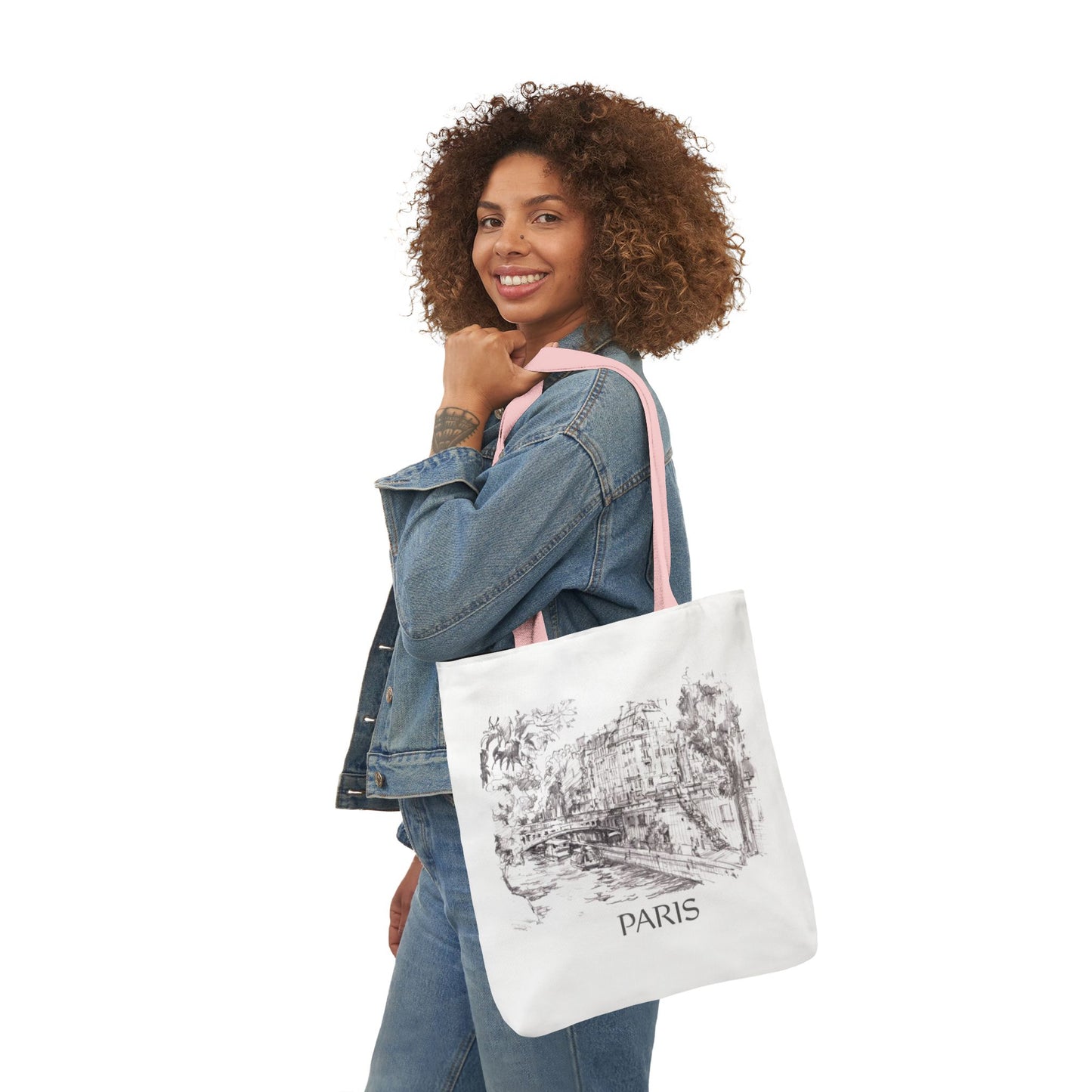 Paris-inspired Tote Bag with 5-Color Straps